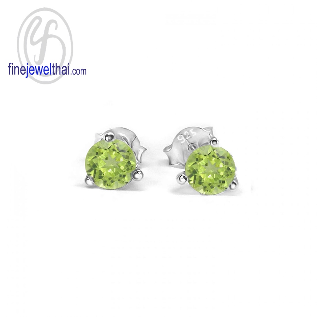 finejewelthai-ต่างหูเพอริดอท-ต่างหูพลอย-พลอยประจำเดือนเกิด-peridot-silver-earring-birthstone-e1025pd-5m