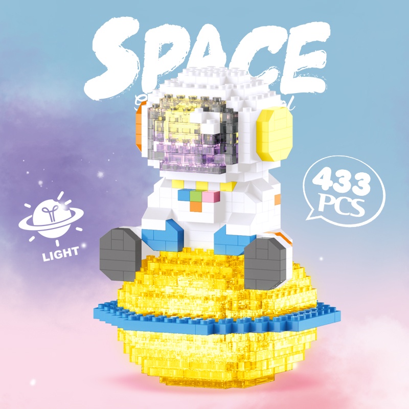 บล็อคตัวต่อ-นักบินอวกาศนั่งอยู่บนดวงจันทร์-รูปนักบินอวกาศ-ขนาดเล็ก-ของเล่นเสริมการเรียนรู้