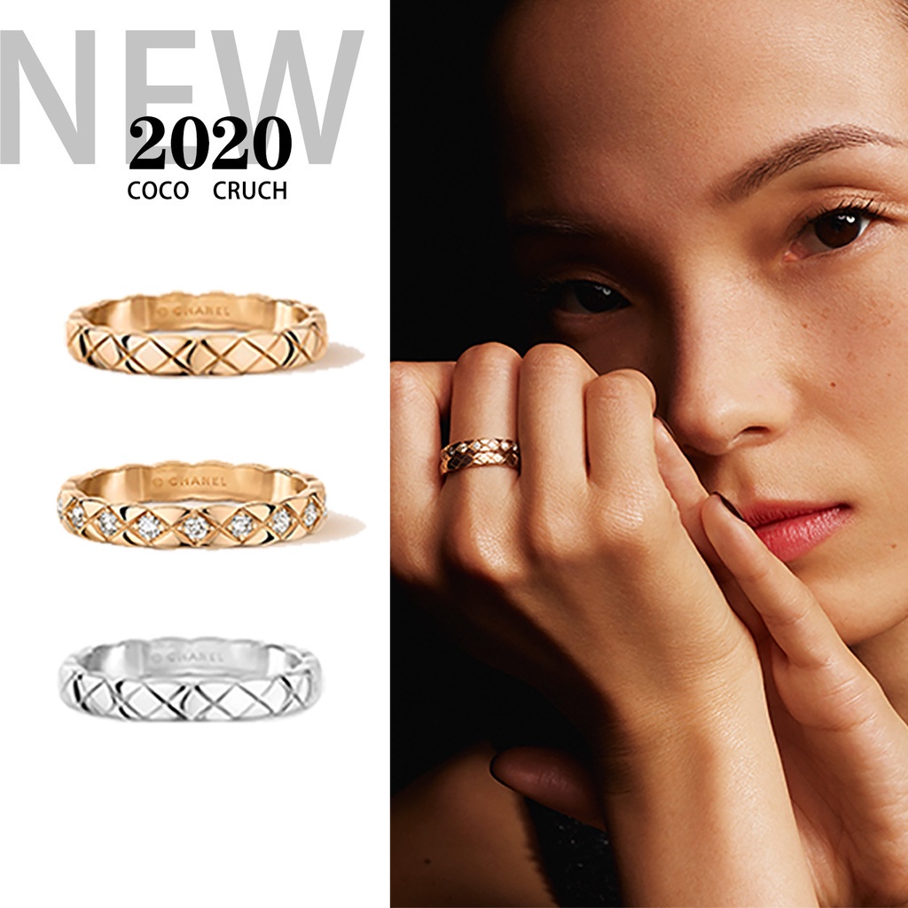 ภาพหน้าปกสินค้า2022 ใหม่ล่าสุดแหวนโกโก้ครัชมอนิฟเวอร์มินิ 18 K สีเบจทองกับเพชร จากร้าน herme.th บน Shopee