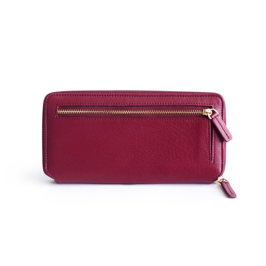 folio-รุ่น-bliss-zipper-long-wallet-กระเป๋าสตางค์ใบยาว-ผลิตจากหนังวัวแท้-มีช่องใส่บัตรทั้งหมด-8-ช่อง-สี-red-maroon