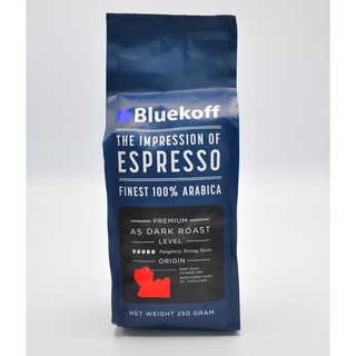 เช็ครีวิวสินค้าBluekoff เมล็ดกาแฟอาราบิก้า100% คั่วเข้ม (250g) A5