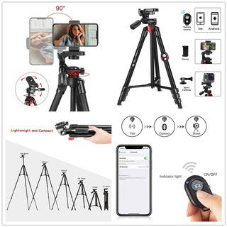 ZOMEI T70 54" Phone Tripod Cellphone Tripod Portable Travel Tripod Smartphone Tripod Stand with Phone Holder