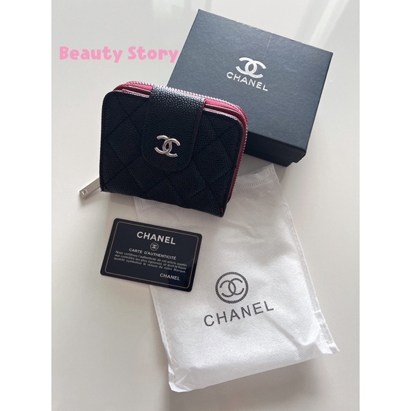 กระเป๋าสตางค์-chanel-ใบสั้น-4-5-นิ้ว-งาน-2in1-แถมกล่องและถุงผ้า
