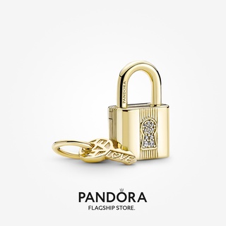 Pandora กุญแจชุบทอง 14K และจี้ห้อย