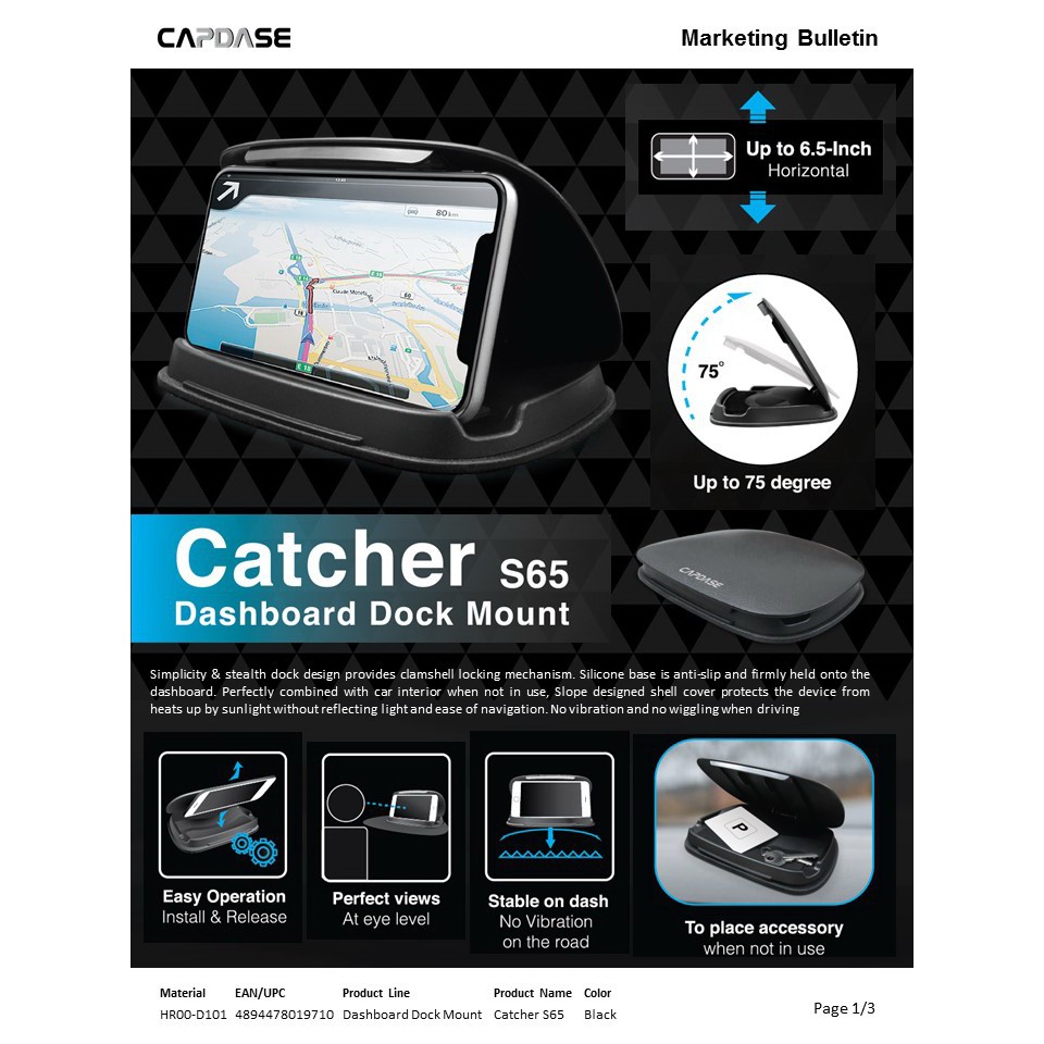 capdase-catcher-dashboard-dockmount-s65-สินค้าพร้อมส่งและเคลมจากไทย-ราคาปลีกและส่ง