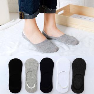 สินค้า Men\'s solid color cotton invisible socks with non-slip rubber