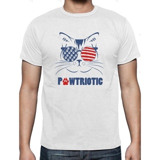 เสื้อเด็กหญิง - เสื้อยืดผู้ชายปี 2022 Pawtriotic America Patriot Cat 4 กรกฎาคม เสื้อยืดคอเสื้อยืดเส