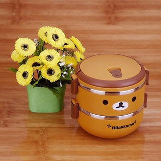 ปิ่นโตสแตนเลสเก็บอุณหภูมิRilakkuma ปิ่นโต2ชั้นริลัคคุมะ พร้อมส่ง!!!