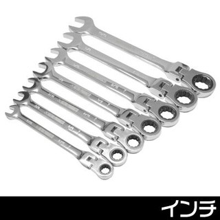 ประแจเกียร์ นิ้ว 7 ชิ้น หัวงอได้ ( Flex Head Gear Wrench Inch 7Pcs Set )