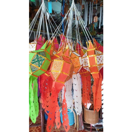 โคมผ้าล้านนาลายไทย ขนาด 4 นิ้ว 15สี