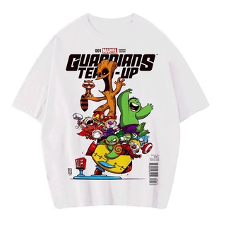 [100% Cotton] เสื้อยืดแขนสั้น ขนาดใหญ่ ลาย GUARDIANS TEAM UP VINTAGE TEE (เสื้อยืดสีขาว)