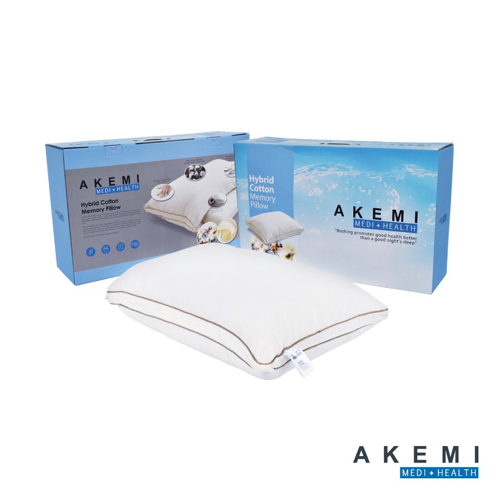 ราคาโปร-akemi-หมอน-หมอนหนุน-หมอนเพื่อสุขภาพ-hybrid-cotton-memory-pillow