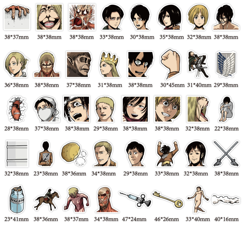 สติ๊กเกอร์ลายการ์ตูน-attack-on-titan-anime-กันน้ํา-40-ชิ้น