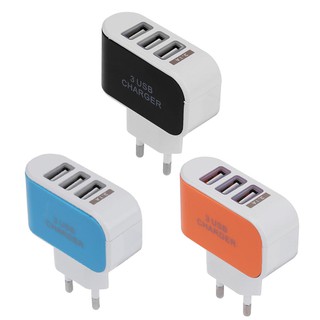 อุปกรณ์ชาร์จโทรศัพท์มือถือแบบพกพา 3USB EU Plug LED