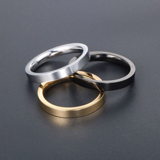 แหวนเหล็กไทเทเนียม สีทอง สีดํา เรียบง่าย สไตล์เกาหลี ญี่ปุ่น สําหรับผู้ชาย ผู้หญิง SA474