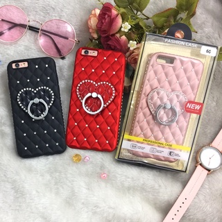 เคสซัมซุง/A30 A50 J4+ J7+ JPro  เคสติดเพชร แหวนหัวใจตั้งได้แหวนตั้งได้