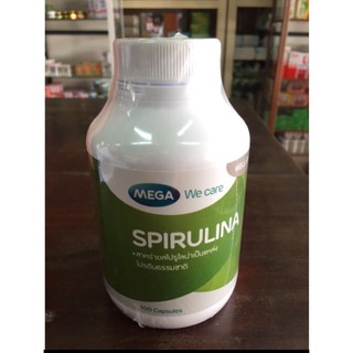 สาหร่ายสไปรูลิน่า Spirulina 500mg Mega we care ขนาด 100 เม็ด