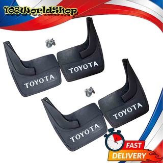 แผ่นยางบังโคลน บังโคลน หน้า + หลัง รถยนต์ รถ Ecocar เขียน TOYOTA 1 ชุด 4 ชิ้น พร้อมชุดน็อต รุ่นทั้วไป ยางหลังเต่า