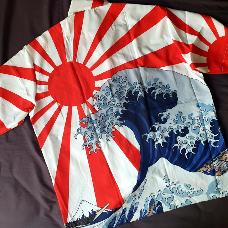 bwm0070-ภูเขาไฟ-japan-เสื้อเชิ้ตคอปก-ไม่มีกระเป๋า-ผ้าไหมอิตาลีใส่สบาย