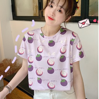 【พร้อมส่งในไทย】 2022เสื้อยืดน่ารักๆลายผลไม้ ผ้าคอตตอนใส่สบาย ระบายอากาศได้ดี