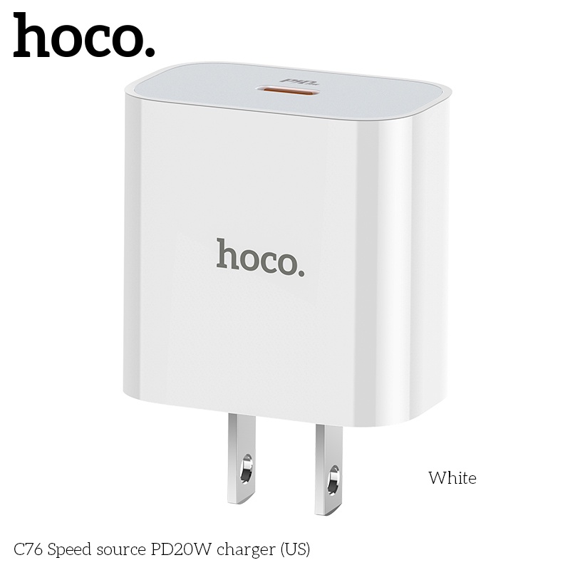 อัพเกรดใหม่ล่าสุด-hoco-c76-plus-fast-charger-หัวชาร์จเร็ว-type-c-pd-quick-charge-20w-หัวpd-รองรับชาร์จเร็ว