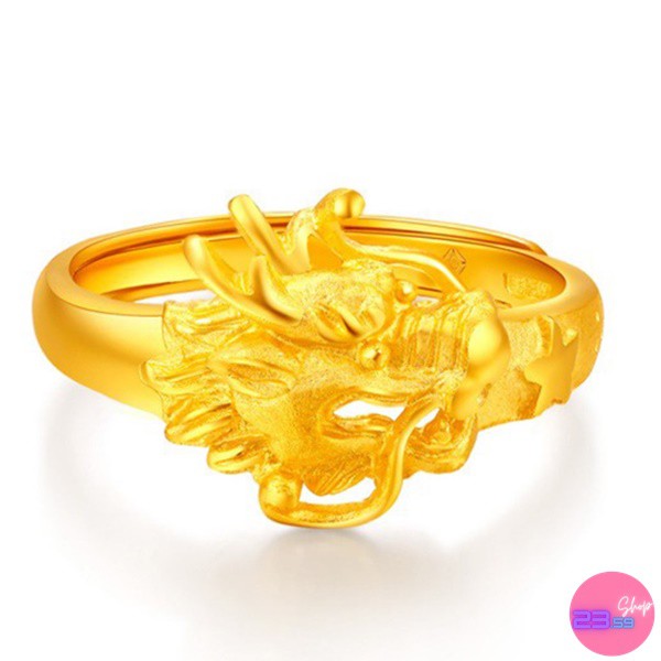 sale80-แหวนคู่ชายหญิง-รูป-มังกรและไก่ฟ้า-แหวนแฟชั่นสีทอง