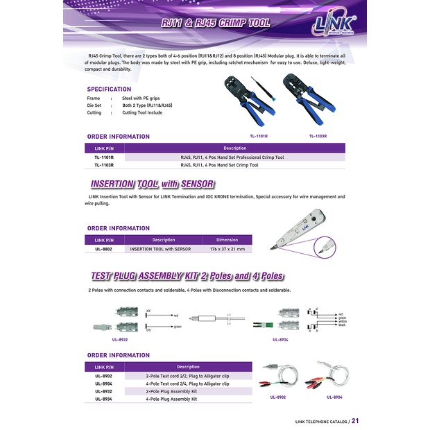 link-คีมเข้าหัวสายโทรศัพท์-connection-amp-cutting-tool-with-sensor-รุ่น-ul-8802-แบบมีเซ็นเซอร์ตัดสาย