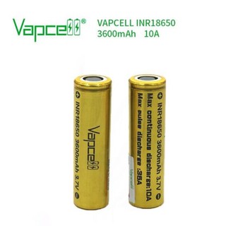 ถ่านชาร์จ Vapcell ทอง 18650 3600Mah 35A (แถมปลอกถ่าน) แท้ 100%