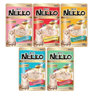 ภาพขนาดย่อของภาพหน้าปกสินค้าซอง Nekko Pouch 70g มี 17 รสชาติ อาหารเปียกแมว เน็กโกะ 70 กรัม จากร้าน tipkatip บน Shopee