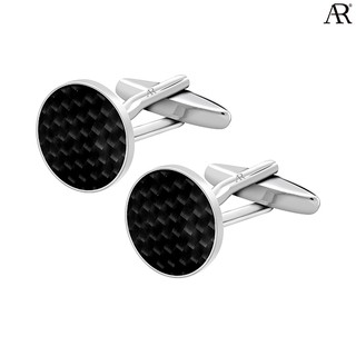 ANGELINO RUFOLO Cufflink(คัฟลิงค์) ดีไซน์ Dimension Circle กระดุมข้อมือคัฟลิ้งโรเดียมคุณภาพเยี่ยม สีเงิน,สีดำ