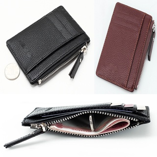 ภาพขนาดย่อของภาพหน้าปกสินค้าUnisex Pure Color Card Case Wallet Fashion Soft Leather Dirty Resistant Zipper Closure Purse จากร้าน upupfashionstyle.th บน Shopee ภาพที่ 8