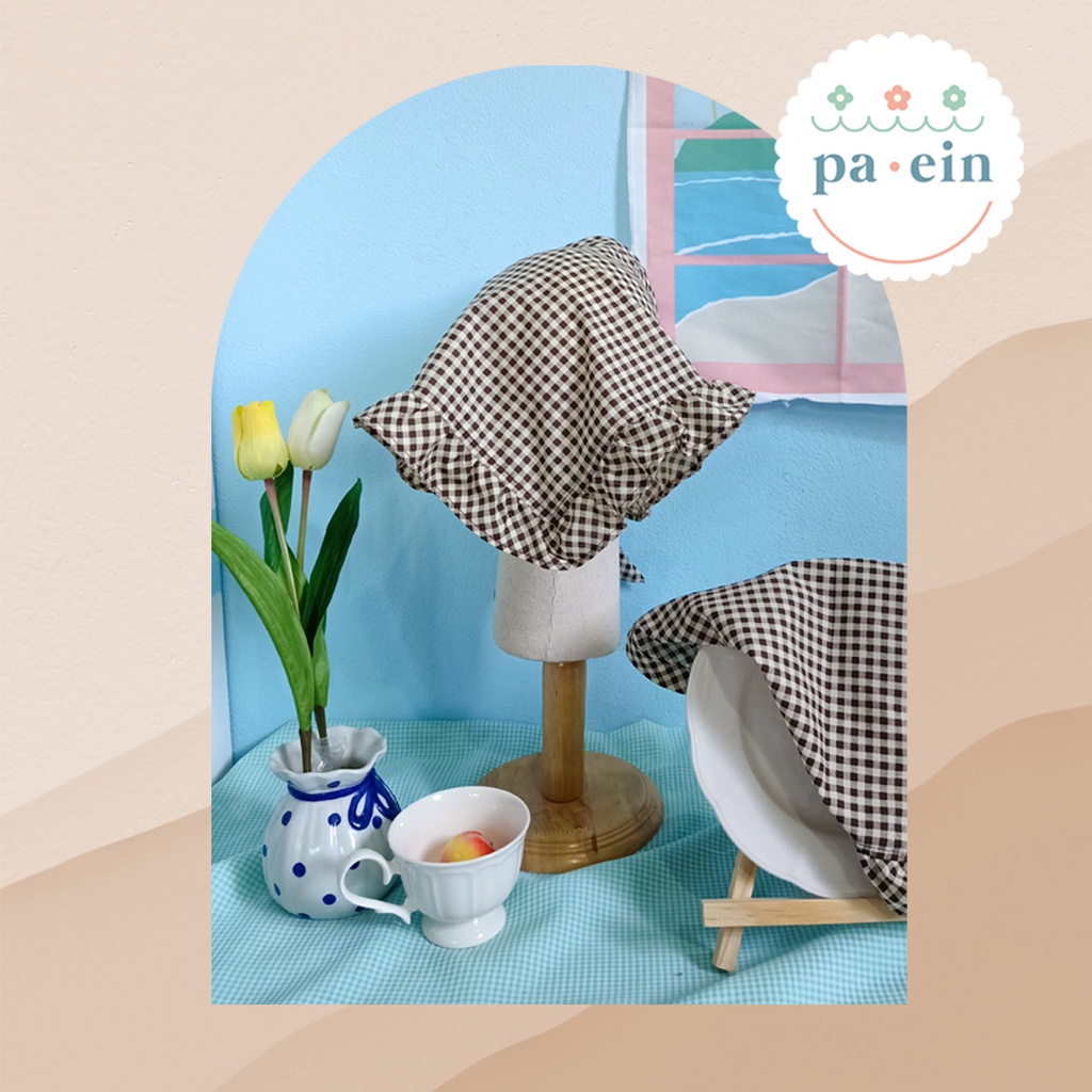 panpan-paein-ผ้าโพกผมสามเหลี่ยม-สีน้ำตาลลายสก้อต-ผืนใหญ่-ผ้า-tc
