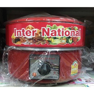 Inter National กระทะไฟฟ้า รุ่น HC-2007 สีแดง 12" มีซึ้ง ปรับระดับได้