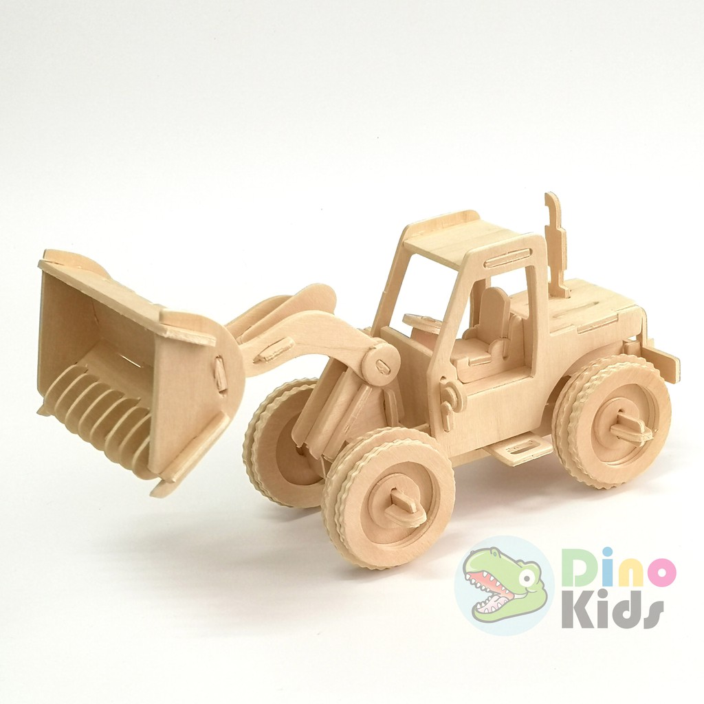 dinokids3d-ตัวต่อไม้-3-มิติ-รถตักดิน-bulldozer-จิ๊กซอว์ไม้-โมเดลไม้-3-มิติ