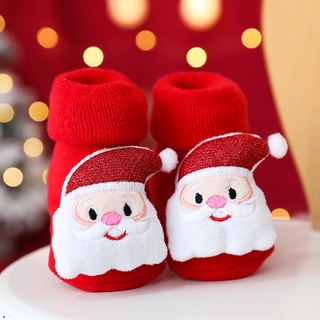 ภาพขนาดย่อของภาพหน้าปกสินค้าถุงเท้าเด็ก หนา กันลื่น ลายการ์ตูนคริสต์มาส จากร้าน hui_xin.th บน Shopee