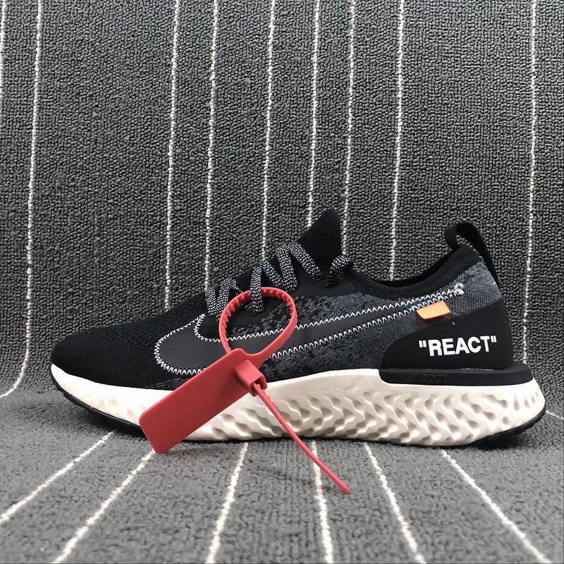 Nelly]Original NIKE EPIC REACT FLYKNIT React x OFF WHITE Men running shoes  | Shopee Thailand