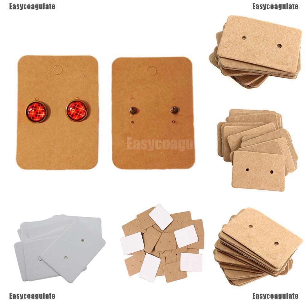 EasyCoagulate 100pcs Professional Type Earring Ear Studs Holder Display Hang Kraft Cards Paper