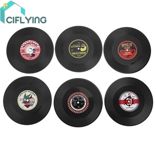 ciflying Retro Record Coasters for Drinks, Vinyl Record Disk Coasters, Colorful Vinyl Disk Coasters, Prevent