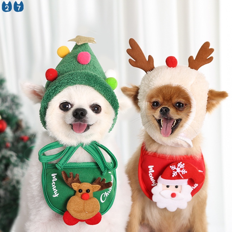ภาพหน้าปกสินค้า27Petsผ้ากันเปื้อน ลายคริสต์มาส สําหรับสัตว์เลี้ยง สุนัข และแมว