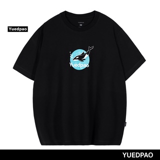 เสื้อยืดโอเวอร์ไซส์Yuedpao ยอดขาย No.1 รับประกันไม่ย้วย 2 ปี ผ้านุ่ม เสื้อยืดเปล่า เสื้อยืด Oversize Black killer whale