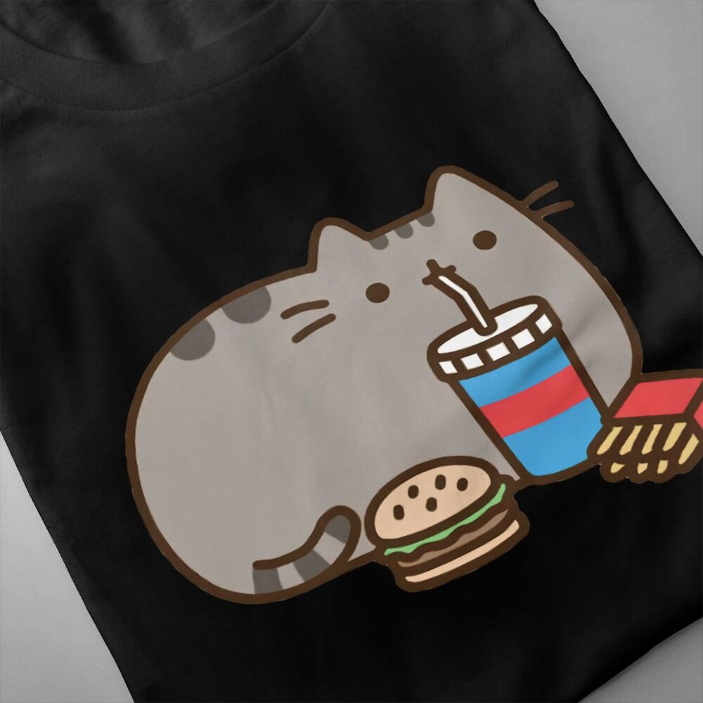 เสื้อยืด-pusheen-the-cat-fast-food-pusheen-สีเทาเข้ม-สําหรับผู้ชาย