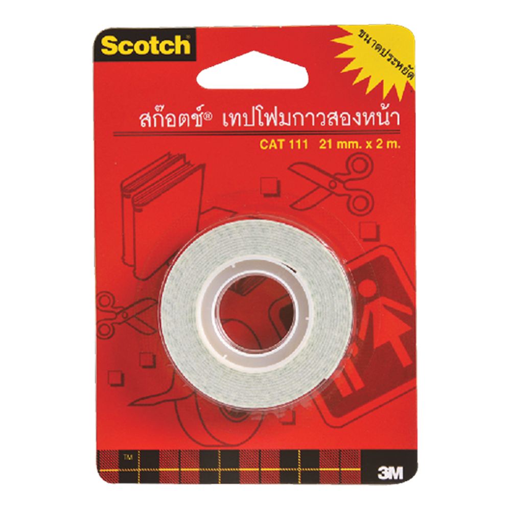 สก๊อตช์-เทปโฟมกาวสองหน้า-111-แพ็ค-2-ม้วน1013463m-foam-tape-111-21-mm-x2m-2-pcs-pack