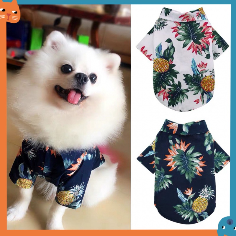เสื้อยืด-ผ้าฝ้าย-พิมพ์ลายดอกไม้-เหมาะกับเดินชายหาด-แฟชั่นฤดูร้อน-สไตล์ฮาวาย-สําหรับสัตว์เลี้ยง-สุนัข-แมว