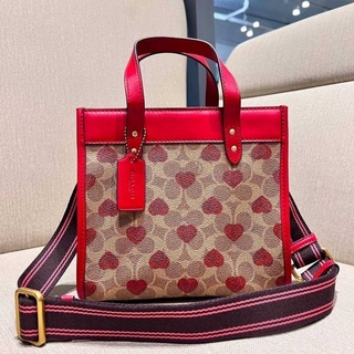 COACH C8391 FIELD TOTE 22 IN SIGNATURE CANVAS WITH HEART PRINT
