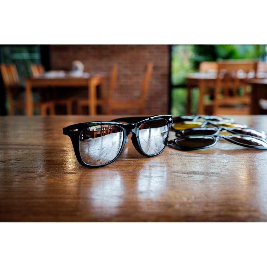 แว่นกันแดด-multi-magnet-5in1-ลดการสะท้อนแสงและกันแดด-เลนส์-polarized-คลิปออน-เปลี่ยนเลนส์