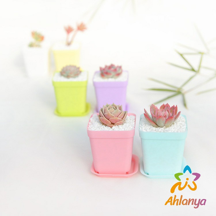 ahlanya-กระถางต้นไม้พลาสติก-พร้อมถาดรอง-กระถางขนาดเล็ก-plastic-flowerpot