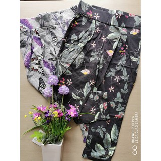 GapKids : กางเกงขายาว ผ้ายืด cotton นิ่ม สีดำลายดอกไม้ สีเทาลายดอกไม้