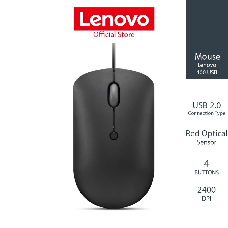 ราคาและรีวิวLENOVO Mouse 400 USB-C Wired Compact - GY51D20875 (เม้าส์)
