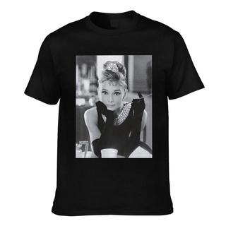 เสื้อยืดโอเวอร์ไซส์TSHIRTฝ้ายเสื้อยืดแขนสั้น พิมพ์ลาย Audrey Hepburn สําหรับผู้ชายs-5xlS-3XL