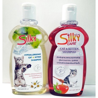 ภาพขนาดย่อของภาพหน้าปกสินค้าSilky Care Cat & Kitten Shampoo 400ml แชมพูสำหรับแมวโตและ ลูกแมว ทุกสายพันธุ์ จากร้าน n.cham24 บน Shopee